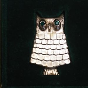 Vintage jeweled Avon owl brooch